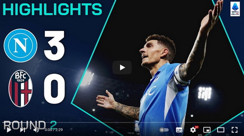 คลิปไฮไลท์ นาโปลี 3 - 0 โบโลญญ่า | 25.08.2024