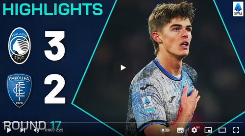 คลิปไฮไลท์  อตาลันต้า 3 - 2 เอ็มโปลี | 22.12.2024