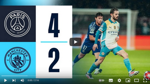 คลิปไฮไลท์ ปารีส แซงต์ แชร์กแมง 4 - 2 แมนเชสเตอร์ ซิตี้ | 22.01.2025