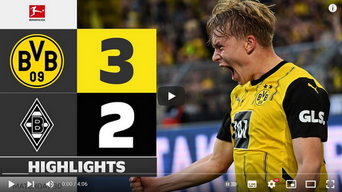 คลิปไฮไลท์  โบรุสเซีย ดอร์ทมุนด์ 3 - 2 โบรุสเซีย มึนเช่นกลัดบัค | 20.04.2025