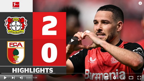 คลิปไฮไลท์  ไบเออร์  เลเวอร์คูเซ่น 2 - 0 เอาก์สบวร์ก | 26.04.2025
